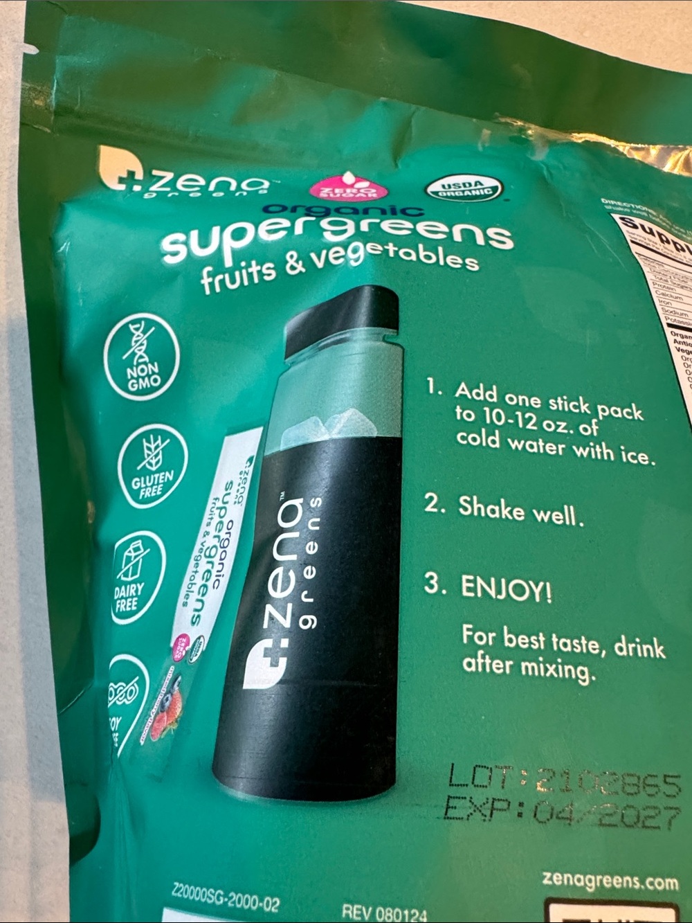 Zena Greens Organic Supergreens Fruits & Vegetables - Teal Packaging 36 packets - Picture 5 of 6